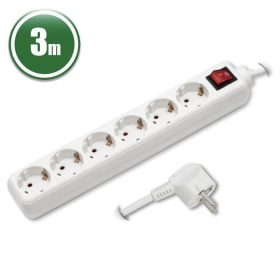 Hálózati kapcsolós elosztó 6-os, 3m