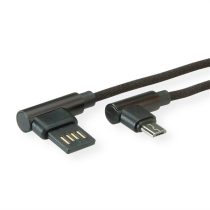   ROLINE Kábel USB 2.0 kábel, A megfordítható - Micro B (90°-os szögben), M/M, 1,8 m, fekete