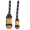 ROLINE Kábel USB 2.0 A - Mini B USB (5pin),   3m , fekete-arany
