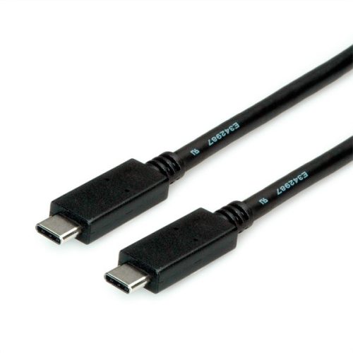 ROLINE Kábel USB 3.2 Gen 2 C - C, M/M, 10Gbit/s, PD (Power Delivery) 20V5A, Emark-al, 1m, fekete