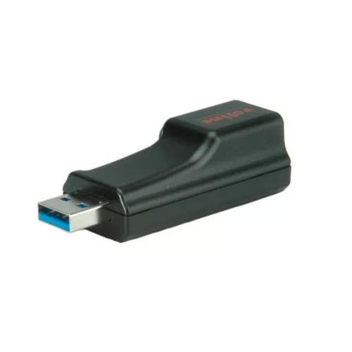ROLINE Adapter USB 3.2 Gen 1 USB-A - RJ45 Gigabit Ethernet 10/100/1000 Mbit/s, fekete