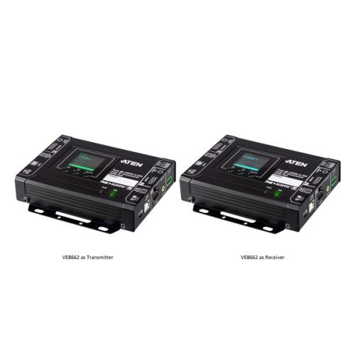 ATEN Extender True 4K@60Hz, over IP, Transceiver, H.265, USB, RS-232, HDMI, 100m  - VE8662-AT-G