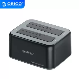   Orico HDD/SSD Dokkoló - 6829C3-V1-EU-BK (2x 2,5"/3,5" HDD/SSD -> USB-A, Max.: 36TB, fekete)
