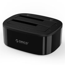   Orico HDD/SSD Dokkoló - 6228US3-C-EU-B/51/ (2x 2,5"/3,5" HDD/SSD -> USB-A, Max.: 16TB, Klón, fekete)