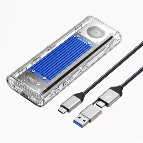 Orico Külső M.2 ház - TCM2-G20-BL (USB-A -> M.2 NVMe(M-key; B&M Key), Max.: 8TB, 20 Gbps, kék)