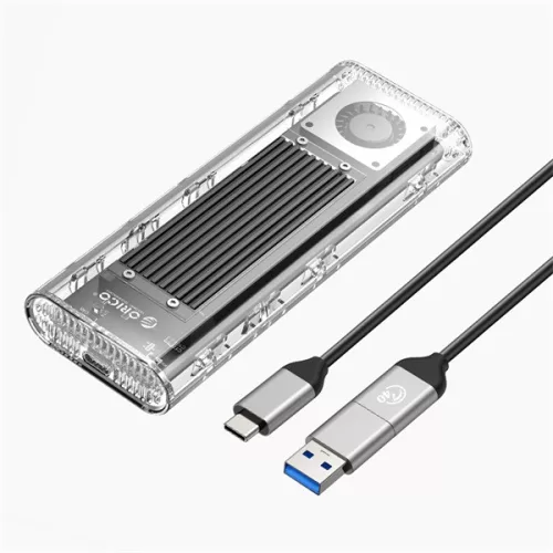 Orico Külső M.2 ház - ORICO-TCM2-U4-BK-BP (USB-C 4 -> M.2 NVMe, Max.: 8TB, 40 Gbps, fekete)