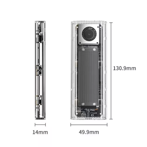 Orico Külső M.2 ház - ORICO-TCM2-U4-BK-BP (USB-C 4 -> M.2 NVMe, Max.: 8TB, 40 Gbps, fekete)