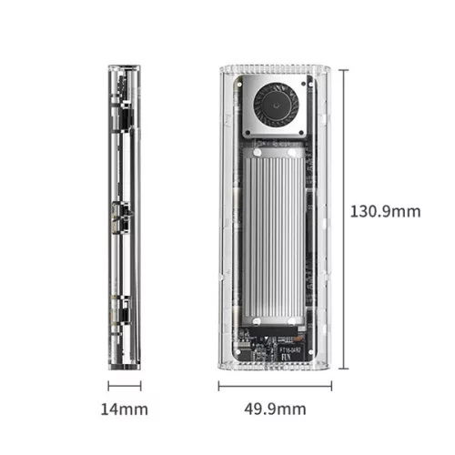 Orico Külső M.2 ház - ORICO-TCM2-U4-SV-BP (USB-C 4 -> M.2 NVMe, Max.: 8TB, 40 Gbps, szürke)