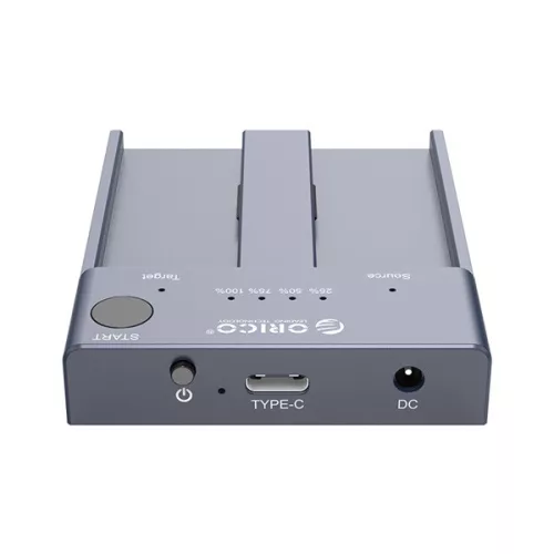Orico M.2 SSD Dokkoló - M2P2-C3-C-EU (2xM.2 NVMe -> USB-A/C, Max.: 2TB, Offline Klón funkció, Max.: 10Gbps, szürke)
