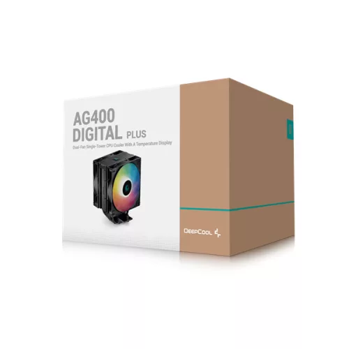 DeepCool CPU Cooler - AG400 DIGITAL PLUS (31,6 dB; max, 134,03 m3/h; 4pin csatlakozó, 4 db heatpipe, 12cm, PWM)