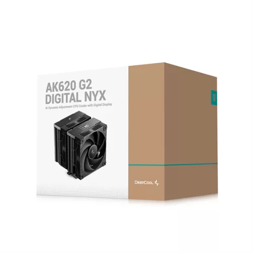 DeepCool CPU Cooler - AK620 G2 DIGITAL NYX (28 dB; max, 98,13 m3/h; 4pin csatlakozó, 6 db heatpipe, 2x12cm, PWM)