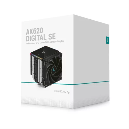 DeepCool CPU Cooler - AK620 DIGITAL SE (28 dB; max, 117,21 m3/h; 4pin csatlakozó, 6 db heatpipe, 2x12cm, PWM, RGB)