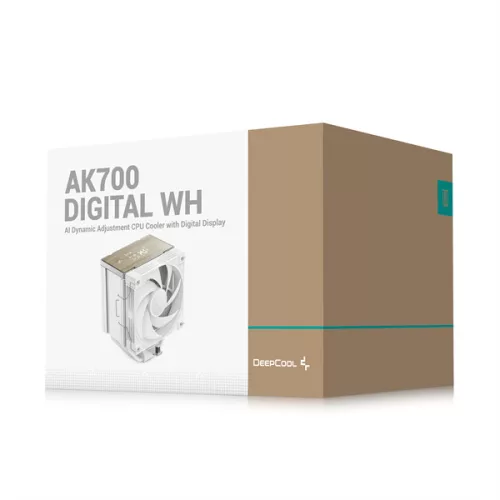 DeepCool CPU Cooler - AK700 DIGITAL WH (28dB; max, 131,21 m3/h; 4pin csatlakozó, 7 db heatpipe, 12cm, PWM)