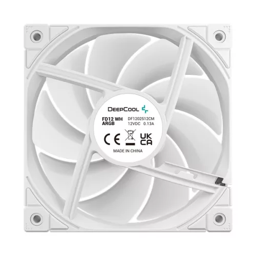 DeepCool Cooler 12cm - FD12 ARGB WH( (3in1) (27,6dB; max. 109,07 m3/h; 3pin csat; hydro bearing, ház hűtésre, PWM, fehé)