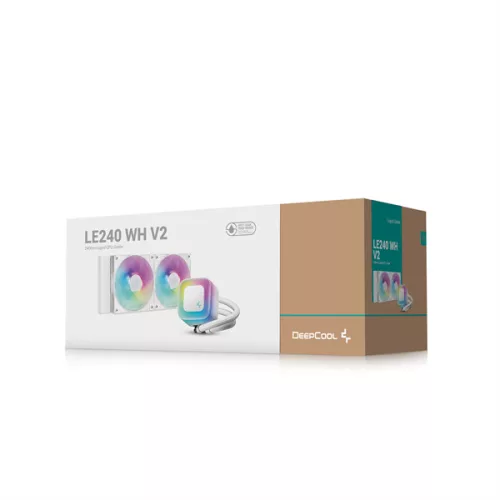 DeepCool CPU Water Cooler - LE240 WH V2 (max 31,6dB; max. 128,93 m3/h; 2x12cm, A-RGB LED, fehér)