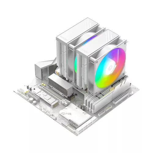 ID-Cooling CPU Cooler - FROZN A620 PRO XE ARGB SNOW (27,2dB; max 98,54 m3/h; 4Pin csatlakozó, 6 db heatpipe, 2x12cm)