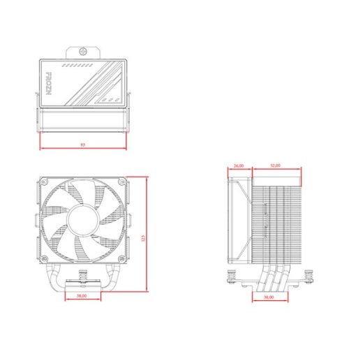 ID-Cooling CPU Cooler - FROZN A400 ARGB (25,8dB; max. 77,81 m3/h; 4pin csatlakozó, 4 db heatpipe, 9cm, PWM)
