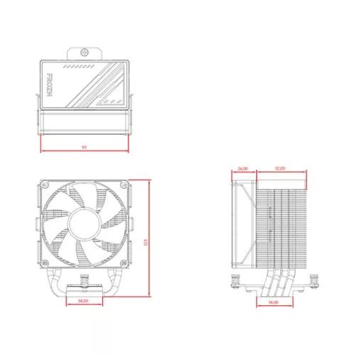 ID-Cooling CPU Cooler - FROZN A400 BLACK (25,8dB; max. 77,81 m3/h; 4pin csatlakozó, 4 db heatpipe, 9cm, PWM)