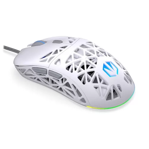 Endorfy Egér - LIV Onyx White (Honeycomb, 8000 DPI, ARGB, PixArt PAW3311, optikai, 1,8m, fehér)