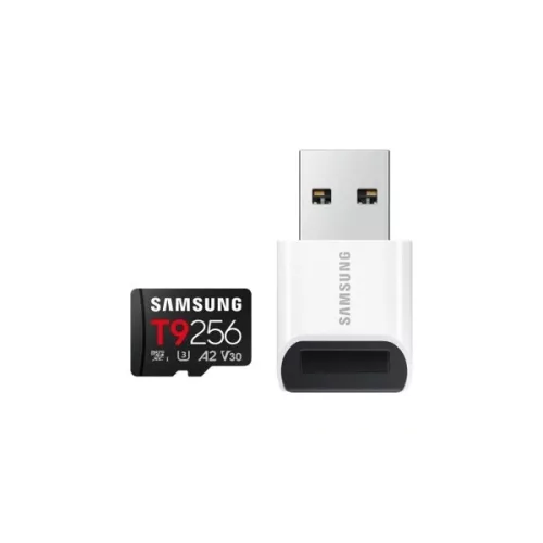 Samsung Memóriakártya - MB-MH256TB/WW (T9, 256GB, microSDXC, UHS-I, U3, V30, A2, R200/W130, USB kártyaolvasó)