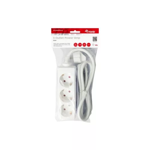 Equip Hálózati Elosztó - 245550 (3 Schuko, Max.: 3500W, 1,5m kábel, fehér)