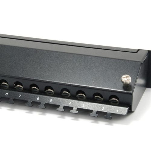 Equip Patch panel - 326624 (24 port, Cat6A, 1U, árnyékolt, fekete)