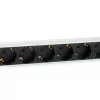 Equip Hálózati Elosztó - 333292 (Schuko, 9 Schuko, Rack 1U, 1,8m kábel, aluminium, fekete)