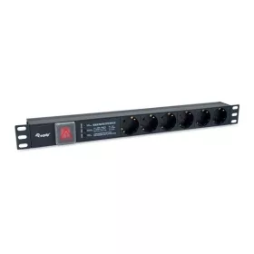   Equip Hálózati Elosztó - 333317 (Schuko, 6 Schuko, túlfeszültség védett, Rack 1U, 1,8m kábel, fekete)