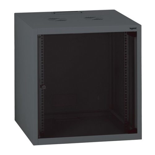 Legrand Rackszekrény - 19" fali kivitel (6U, 362x600x400, antracit, egyrekeszes, üvegajtós, készre szerelt, max.18 kg)