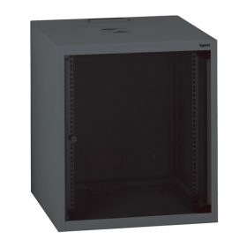   Legrand Rackszekrény - 19" fali kivitel (9U, 494x600x600, antracit, egyrekeszes, üvegajtós, készre szerelt, max: 27 kg)
