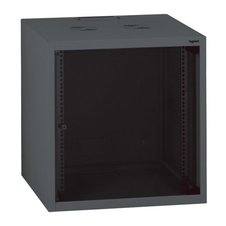 Legrand Rackszekrény - 19" fali kivitel (18U, 890x600x600, antracit, egyrekeszes, üvegajtós, készre szerelt, max. 54 kg)