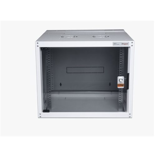 Legrand Rackszekrény - 19" fali kivitel (12U, 626x600x600, szürke,egyrekeszes, üvegajtós, készre szerelt, max.65 kg)