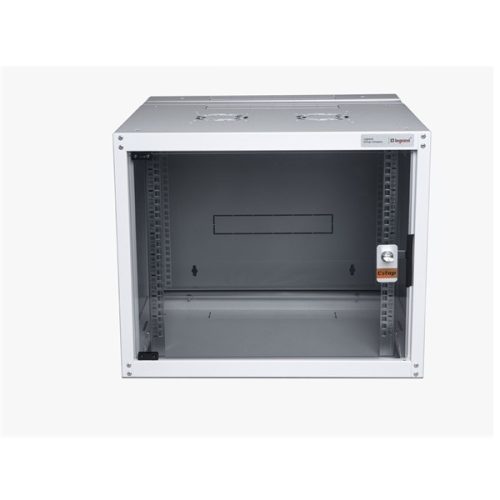 Legrand Rackszekrény - 19" fali kivitel (9U, 495x600x450, szürke,egyrekeszes, üvegajtós, készre szerelt, max.65 kg)
