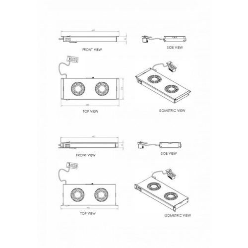 Equip Rackszekrény kiegészítő - EZF-2-G Fan Module, 2 Fans, Grey