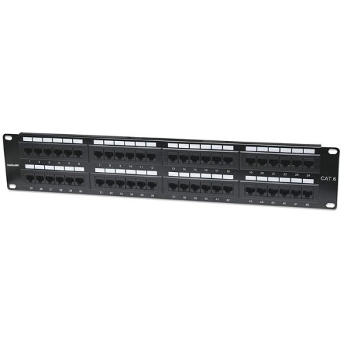 Manhattan Patch panel - CAT6 UTP patch panel, 48 portos, 2U, Fekete