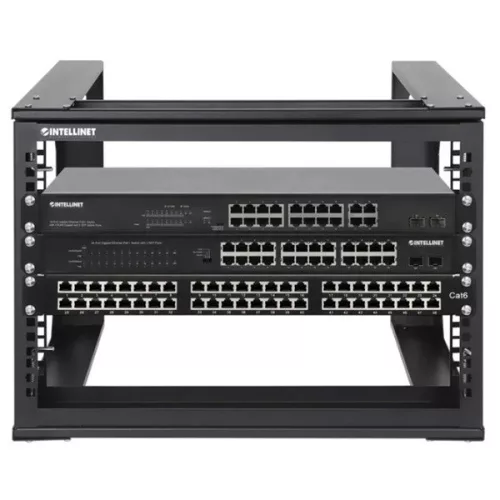 Manhattan Rackszekrény - 19" nyitott fali kivitel (6U, 360 (h) x 500 (w) x 450 (d) mm, Fekete)