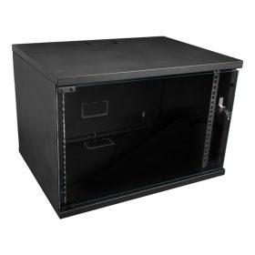   S-Link Rackszekrény - 7U 19" fali kivitel (400x530x400mm, ablakos, Flatpack, Fekete)