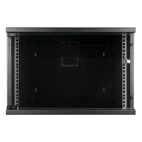 S-Link Rackszekrény - 7U 19" fali kivitel (400x530x400mm, ablakos, Flatpack, Fekete)