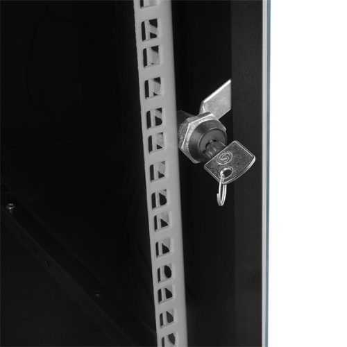 S-Link Rackszekrény - 7U 19" fali kivitel (400x530x400mm, ablakos, Flatpack, Fekete)