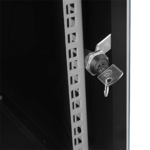 S-Link Rackszekrény - 9U 19" fali kivitel (450x530x400mm, ablakos, Flatpack, Fekete)