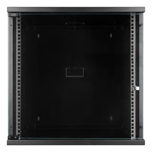 S-Link Rackszekrény - 12U 19" fali kivitel (540x530x400mm, ablakos, Flatpack, Fekete)