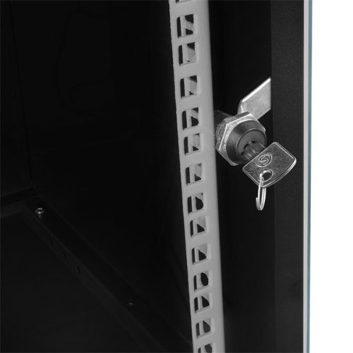 S-Link Rackszekrény - 12U 19" fali kivitel (540x530x400mm, ablakos, Flatpack, Fekete)