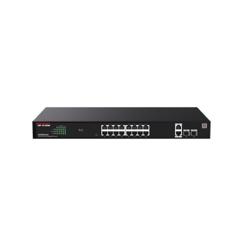 IP-COM Switch Menedzselhető PoE - G2220P-16-250W (16x1Gbps + 2x1Gbps Uplink + 2xSFP;  16af/at PoE+ port; 250W; rack)