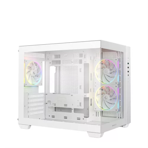 DeepCool Számítógépház - CG330 3F WH (fehér, ablakos, 3x12cm A-RGB, BTF, mATX, 2xUSB3.0, 1xUSB2.0)