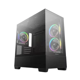   DeepCool Számítógépház - CG380 3F (fekete, ablakos, 3x12cm A-RGB, BTF, mATX, 2xUSB3.0, 1xUSB2.0)