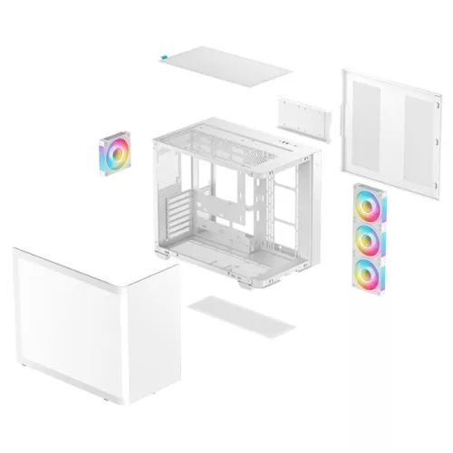 DeepCool Számítógépház - CG530U 4F WH (fehér, ablakos, 4x12cm A-RGB, BTF, ATX, 2xUSB3.0, 1xUSB2.0)