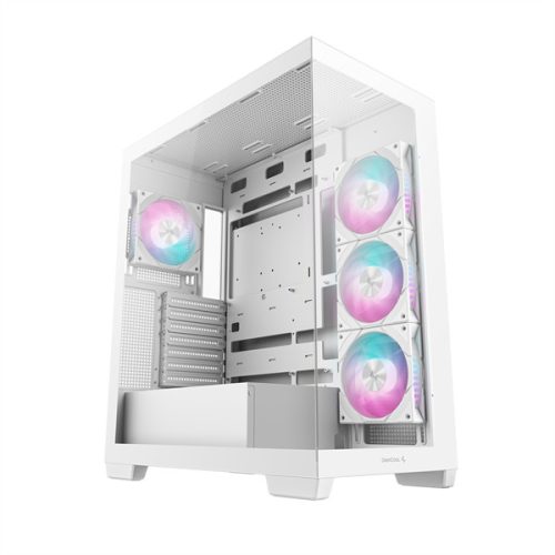 DeepCool Számítógépház - CG580 4F WH (fehér, ablakos, 4x12cm A-RGB, BTF, ATX, 2xUSB3.0, 1xUSB2.0)