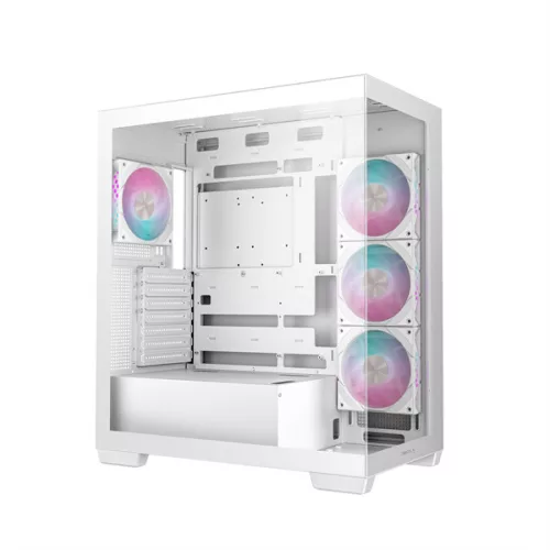 DeepCool Számítógépház - CG580 4F WH (fehér, ablakos, 4x12cm A-RGB, BTF, ATX, 2xUSB3.0, 1xUSB2.0)