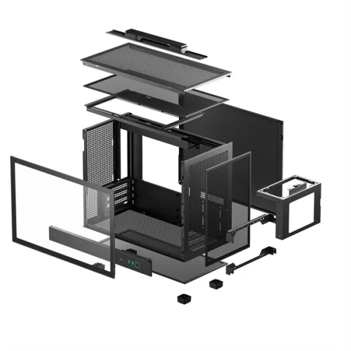 DeepCool Számítógépház - CH160 PLUS (mATX, 2xUSB3.0, Type-C, fekete)