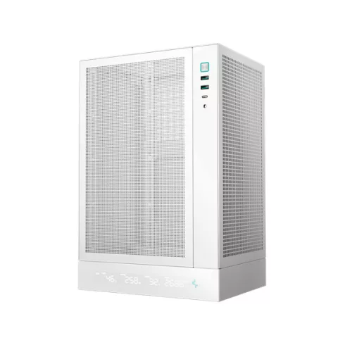 DeepCool Számítógépház - CH170 DIGITAL WH (Mini-ITX, 2xUSB3.0, Type-C, fehér)
